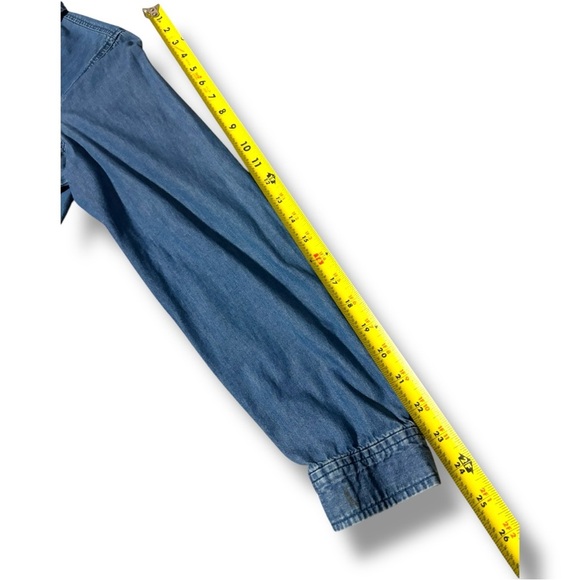 Outback Red Classic Medium Wash Denim Long Cuff Sleeves Button-Up Shirt - Picture 13 of 14